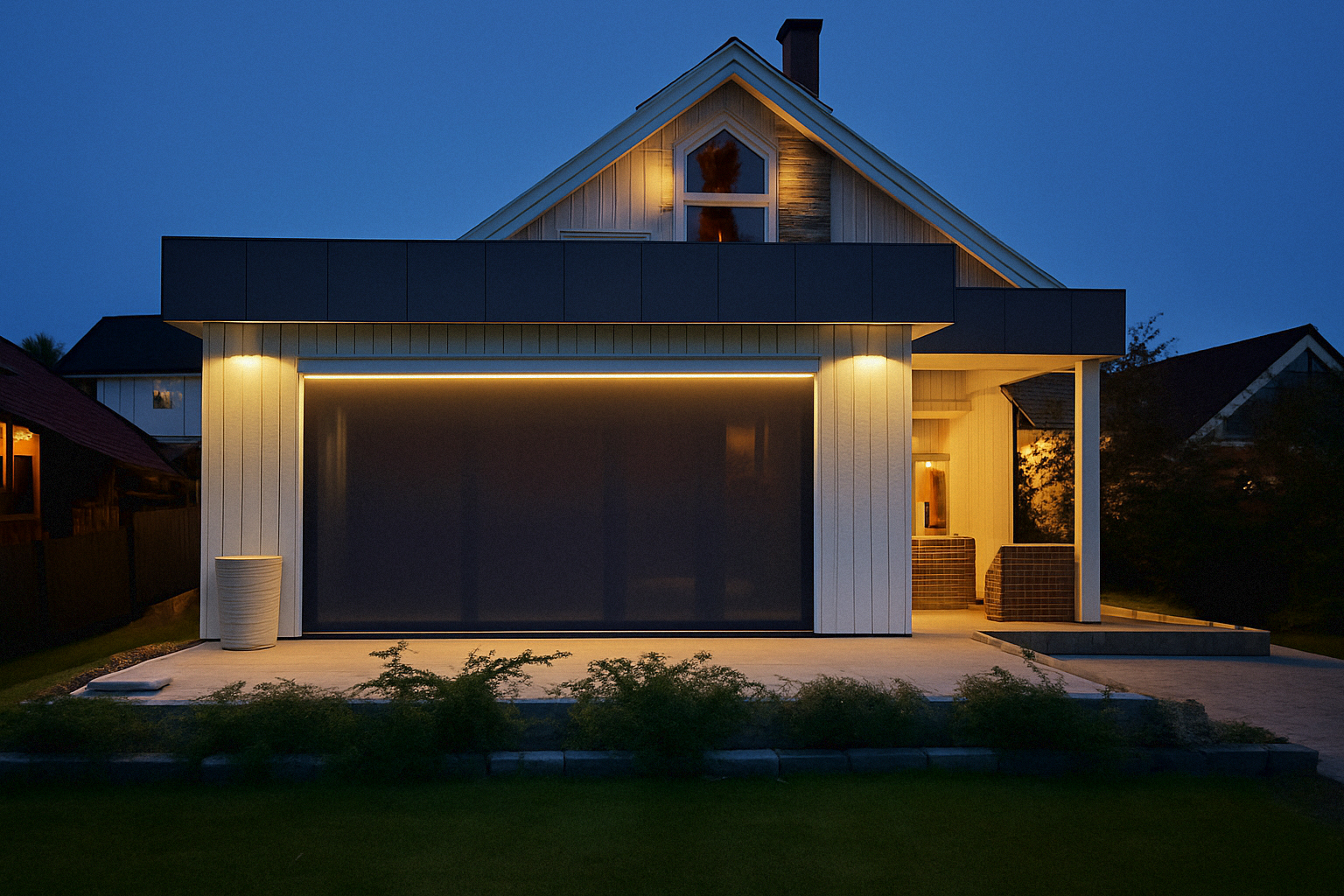 Markise på terrasse med utsikt mot sjø – solbeskyttelse fra Runas Markiser